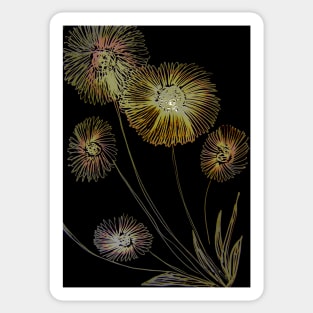 GLOWING GERBERAS ON BLACK Sticker